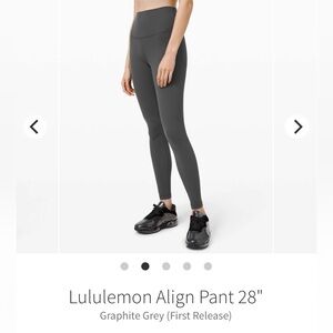 Lululemon Align 28” Graphite Grey Sz 6 EUC